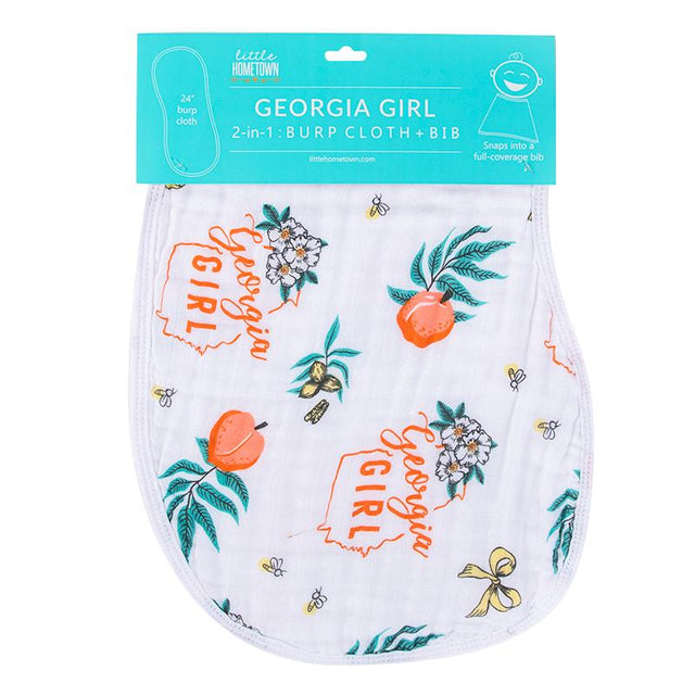 2-in-1 Burp Cloth and Bib: Georgia Girl by Little Hometown - Aiden's Corner Baby & Toddler Clothes, Toys, Teethers, Feeding and Accesories