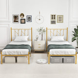 Twin/Full Size Metal Platform Bed Frame with Vintage Headboard-Twin Size