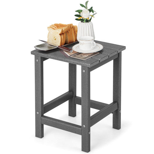 14 Inch Square Weather-Resistant Adirondack Side Table-Gray