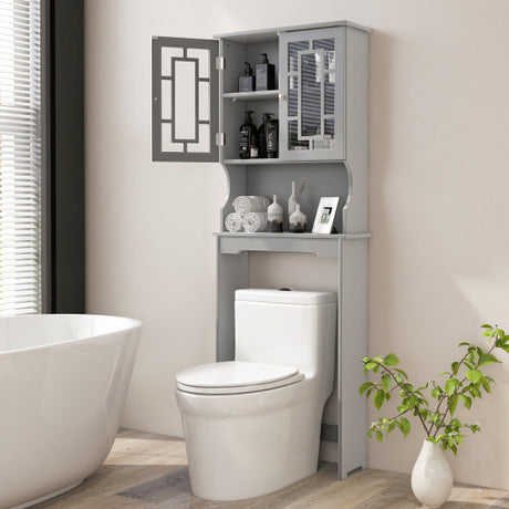 Bathroom Spacesaver Organizer with Adjustable Shelf-Gray