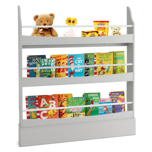 3-Tier Bookshelf with 2 Anti-Tipping Kits for Books and Magazines-Gray