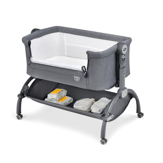 3-in-1 Baby Bassinet with Double-Lock Design and Adjustable Heights-Gray