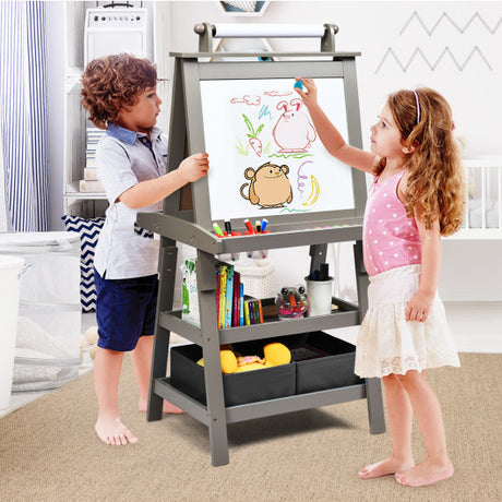 3 in 1 Double-Sided Storage Art Easel-Gray