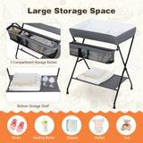 Baby Storage Folding Diaper Changing Table-Gray