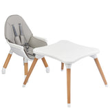 5-in-1 Baby Wooden Convertible High Chair -Gray