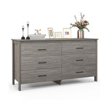6-Drawer Wide Dresser Chest with Center Support and Anti-tip Kit-Gray