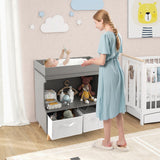 Baby Diaper Changing Station with Large Storage Capacity and Safety Belt-Gray