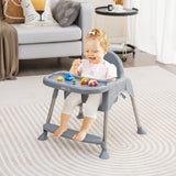 4-in-1 Convertible Baby High Chair with Removable Double Tray-Gray