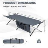 Folding Camping Cot Heavy-duty Camp Bed with Carry Bag-Gray
