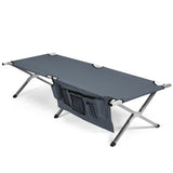 Folding Camping Cot Heavy-duty Camp Bed with Carry Bag-Gray