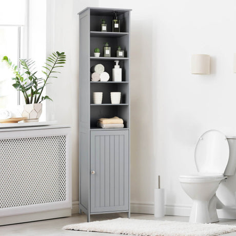 72 Inches Free Standing Tall Floor Bathroom Storage Cabinet-Gray
