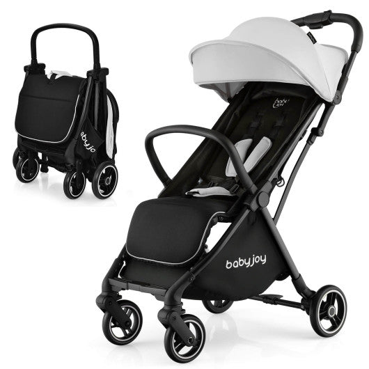 One-Hand Folding Portable Lightweight Baby Stroller with Aluminum Frame-Gray