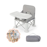 Portable Baby Booster Seat with Straps and Double Tray-Gray