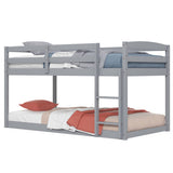 Twin Size Bunk Bed with High Guardrails and Integrated Ladder-Gray