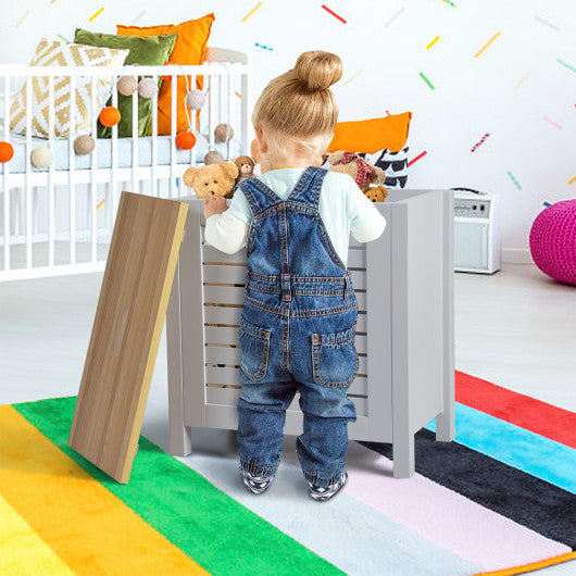 Wooden Kids Toy Storage Organizer with Lid-Gray