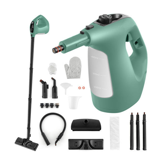 1400W Handheld Steam Cleaner with 14-Piece Accessory Kit and Child Lock-Green