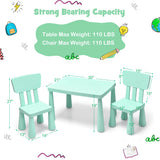 3 Pieces Toddler Multi Activity Play Dining Study Kids Table and Chair Set-Green