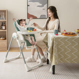 4-in-1 Foldable Baby High Chair with 7 Adjustable Heights and Free Toys Bar-Green