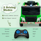 12V Kids Ride-on  Garbage Truck with Warning Lights and 6 Recycling Accessories-Green