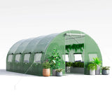 20 x 10 x 6.6 Feet Greenhouse with  Windows and Doors for Outdoor-Green