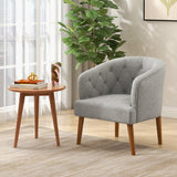 Upholstered Tub Chair with Solid Rubber Wood Legs and Adjustable Foot Pads for Living Room-Gray