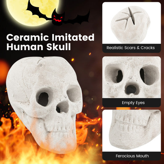 Halloween Fire Pit Skull Halloween Decoration-Beige