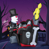 5.2 Feet Halloween Inflatable Skeleton Playing Piano with Bluetooth Speaker