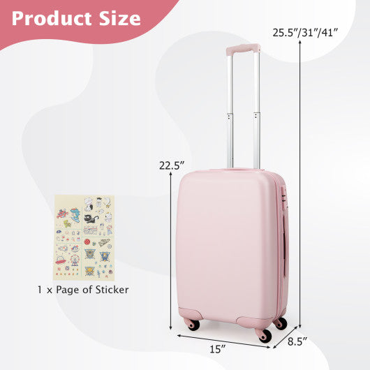 Hardside Luggage with Spinner Wheels with TSA Lock and Height Adjustable Handle-Pink