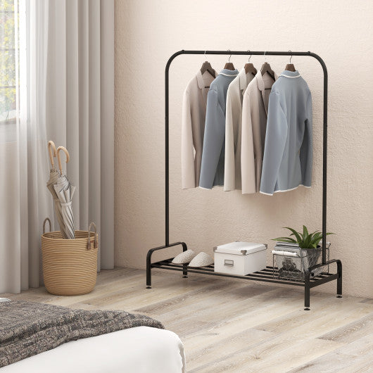 Heavy Duty Clothes Stand Rack with Top Rod and Lower Storage Shelf –  Aiden's Corner