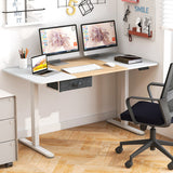 Height Adjustable Electric Standing Desk with USB Charging Port-Natural