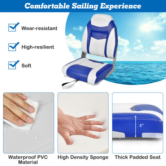 High Back Folding Boat Seats with Blue White Sponge Cushion and Flexib –  Aiden's Corner