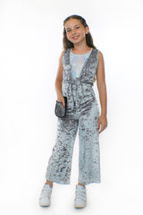 COCO With Pocketwist™  – Silver Crushed velvet Jumpsuit by Stardust