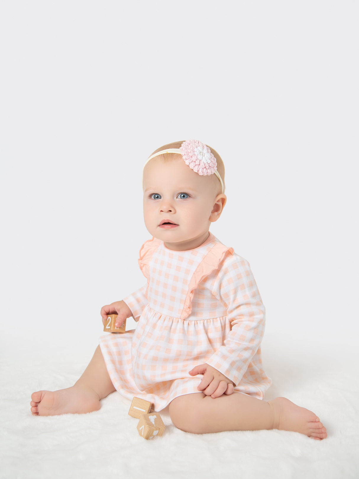 Organic Cotton Ruffled Dress - Pink Gingham by Little Moy