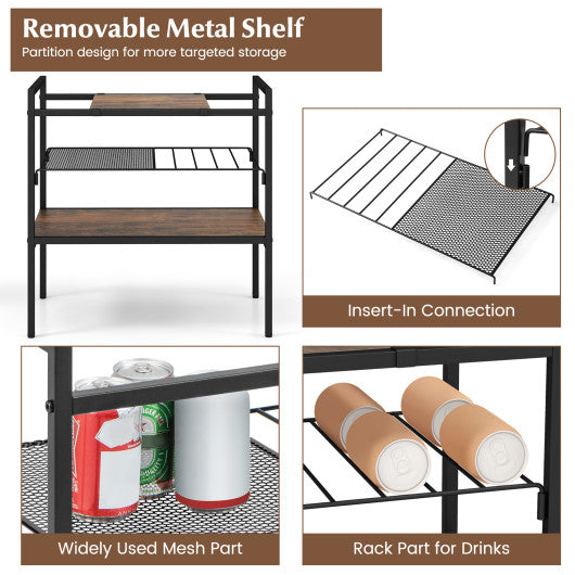 Industrial Entryway Table with Removable Panel and Mesh Shelf