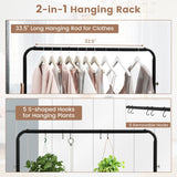 Rolling Garment Rack with Hanging Hooks and Bottom Storage Shelf