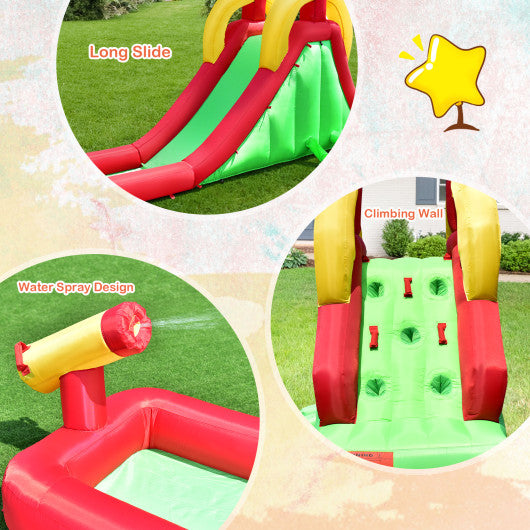 Inflatable Water Slide Bounce House with Climbing Wall and Jumper with 380W Blower