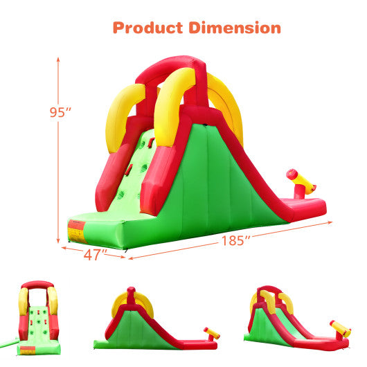 Inflatable Water Slide Bounce House with Climbing Wall Jumper and 480W Blower