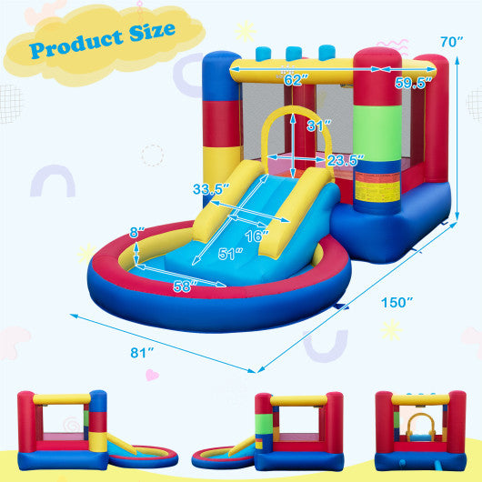 4-in-1 Jigsaw Theme Inflatable Bounce House with 480W Blower