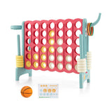4-in-a-Row Connect Game with Basketball Hoop and Toss Ring-Multicolor