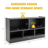 Kids 2-Shelf Bookcase 5-Cube Wood Toy Storage Cabinet Organizer-Gray