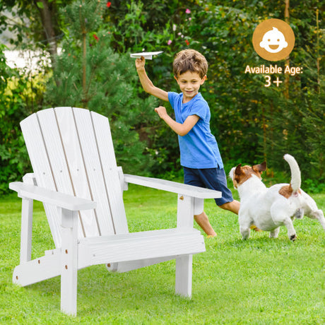 Kid's Adirondack Chair with High Backrest and Arm Rest-White