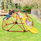 Kids Climbing Dome with Slide and Fabric Cushion for Garden Yard-Orange