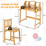 Bamboo Kids Study Desk and Chair Set with Bookshelf
