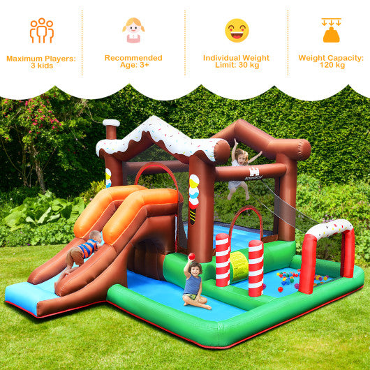 Kids Inflatable Bounce House Jumping Castle Slide Climber Bouncer with 550W Blower