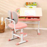 Height-Adjustable Kid's Study Desk and Chair Set-Pink