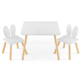 3 Pieces Kids Table and Chairs Set for Arts Crafts Snack Time-White