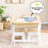 Kid's Table and Chairs Set with Double-sized Tabletop-Natural