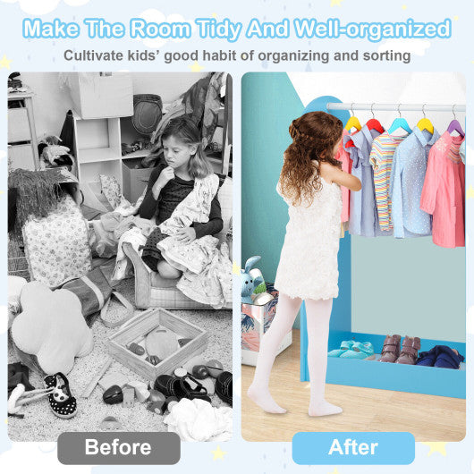 Kids Dress Up Storage with Mirror-Blue