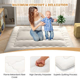 Queen/King/Twin/Full Futon Mattress Floor Sleeping Pad with Washable Cover Beige-King Size