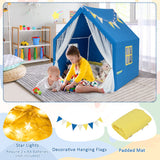 48 x 42 x 50 Inch Large Play Tent with Washable Cotton Mat Holiday Birthday Gift for Kids-Blue